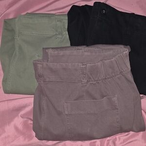 Lot Of 3 XL Stretch Casual Pants - Black, Olive Green, Mauve